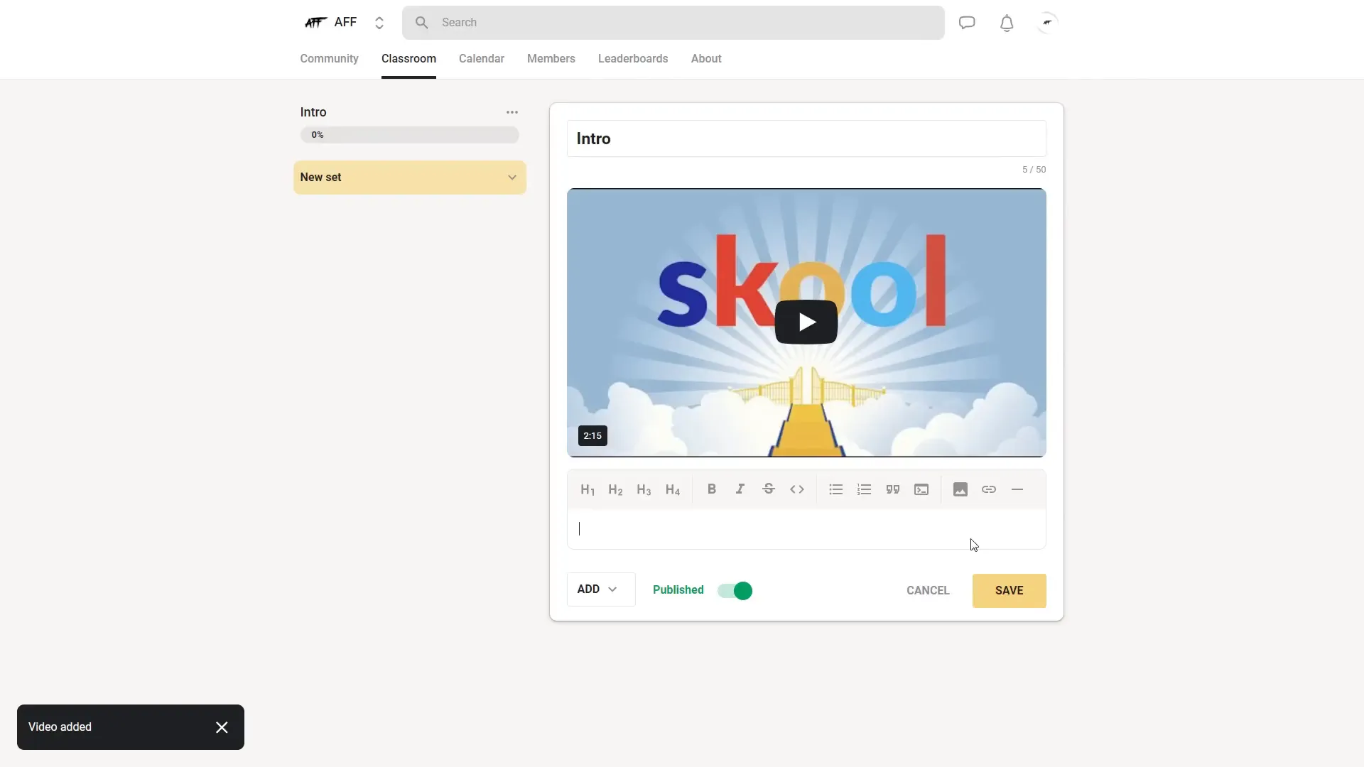 Adding video and resources to a course module