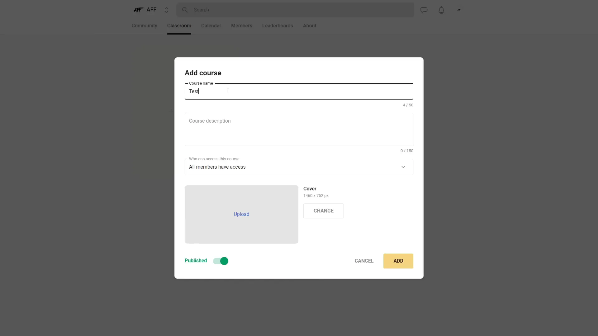 Creating a new course in Skool classroom
